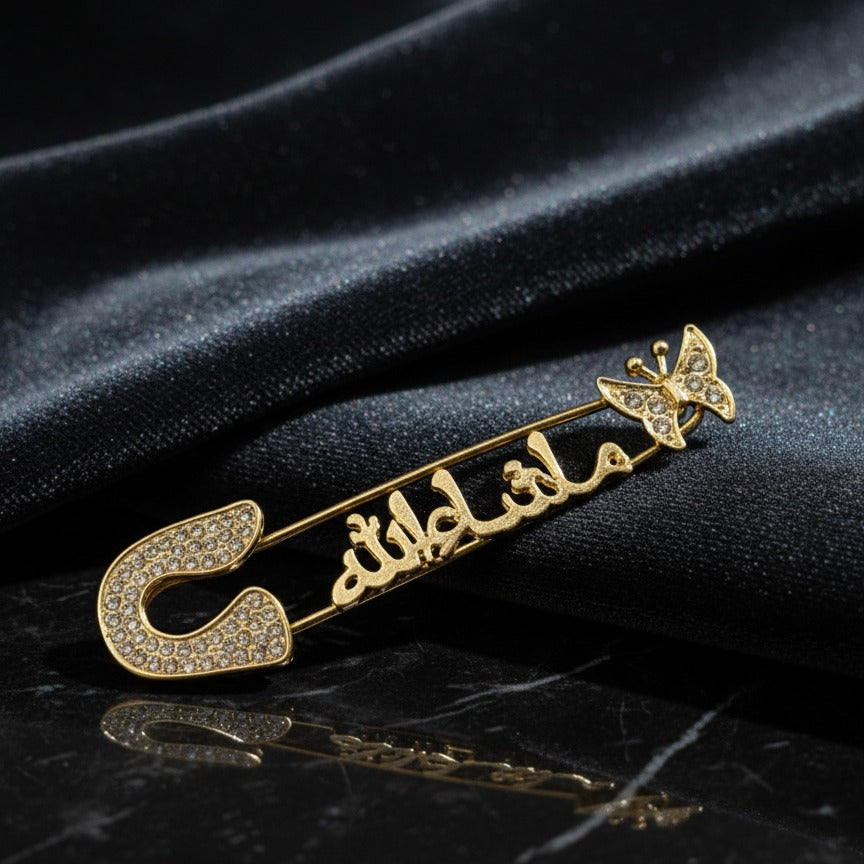 Islamic Safety Pin – Elegant Golden Accessory for Daily Wear