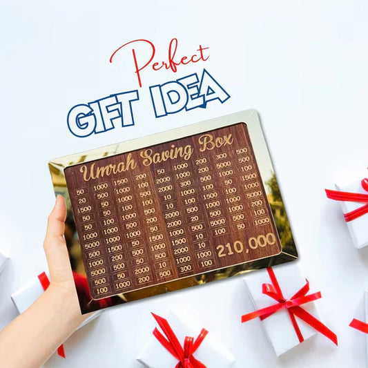 Umrah Saving Box, Wooden Lockable, 210,000 PKR Goal Tracker, Donations & Umrah Fund