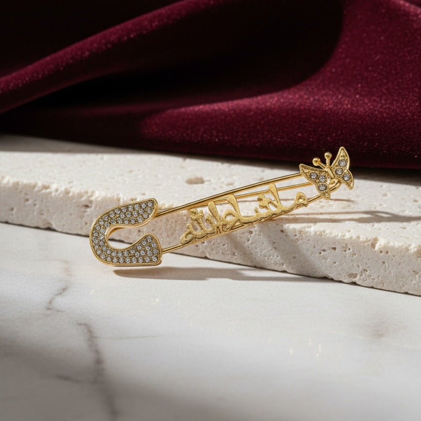 Islamic Safety Pin – Elegant Golden Accessory for Daily Wear