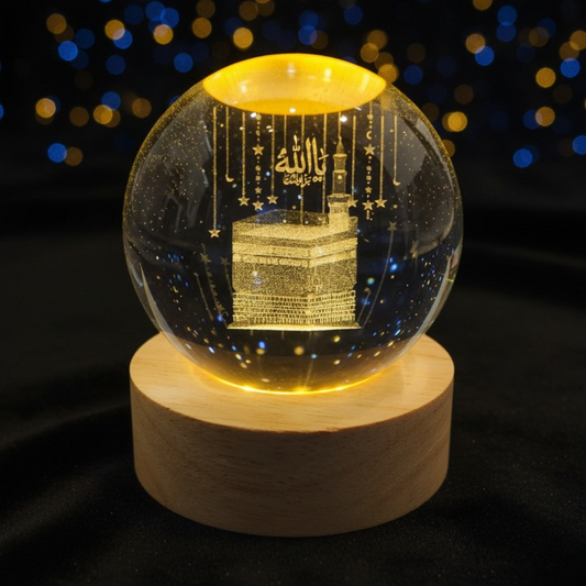 3D Crystal Ball Khana Kaaba Night Lamp – Islamic Table Light for Home & Prayer Rooms             🚚 3–4 Day Delivery