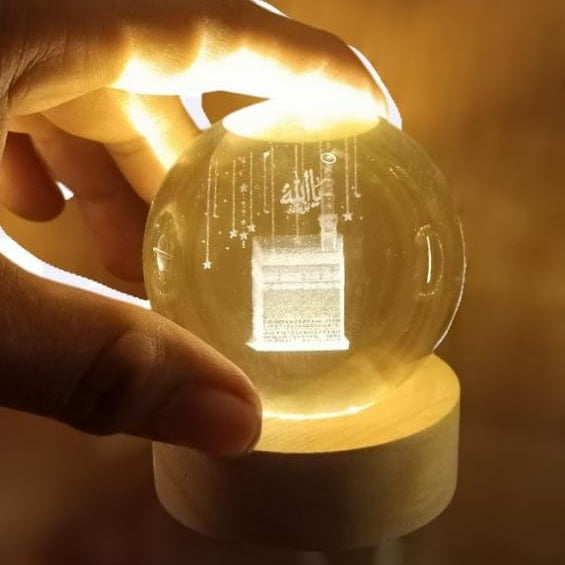 3D Crystal Ball Khana Kaaba Night Lamp – Islamic Table Light for Home & Prayer Rooms             🚚 3–4 Day Delivery